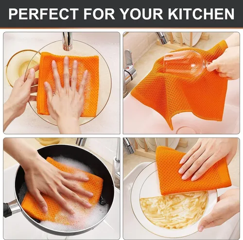 Miniatura 203 de Kitinjoy - Paños de cocina de 100 % algodón, tela de tejido gofrado, paño de limpieza ultrasuave, absorbente y de secado rápido. Beige