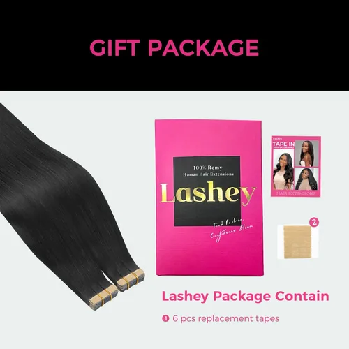 Miniatura 9 de Lashey Extensiones de cabello humano real con cinta, 3.53 oz/paquete, 40 unidades, color negro natural, lacio, de 18 pulgadas, cinta invisible