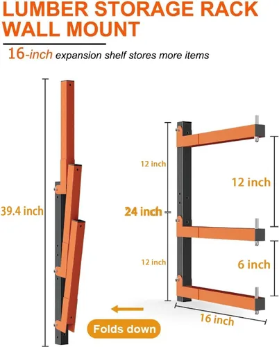 Miniatura 2 de Estante de almacenamiento de madera para montaje en pared, estante de almacenamiento de madera resistente con 9 niveles que soporta hasta 1080