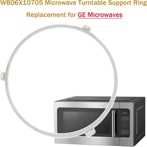 Miniatura 3 de Anillo de soporte de placa giratoria de microondas de 9.5 pulgadas WB06X10705 para microondas GE con rodillos, bandeja de horno de microondas