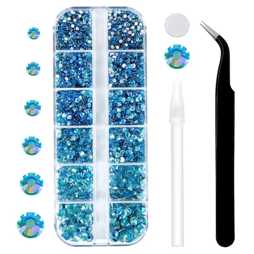 Miniatura 11 de 3792 diamantes de imitación con parte trasera plana para manualidades, piedras preciosas de cristal para uñas, diamantes de imitación brillantes