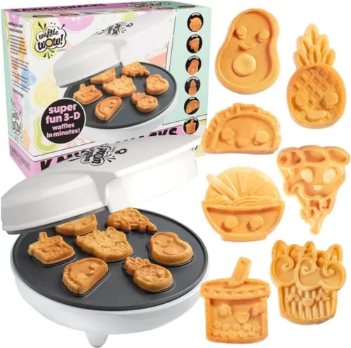 Fun Food Friends - Mini waflera – 7 diferentes estilo kawaii diseño de tartas. Pizza de aguacate Ramen Taco y más – plancha de oblea antiadherente