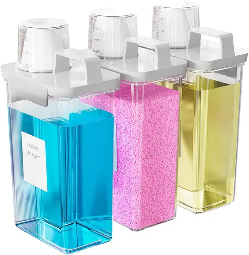 Miniatura 8 de Dispensador de Detergente para Ropa de 61 OZ, Paquete de 2 Dispensadores de Detergente Líquido, Dispensadores de Detergente de Plástico para Polvo