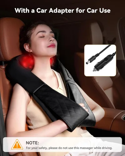 Miniatura 5 de Masajeador Shiatsu de cuello y espalda, masajeador eléctrico con cable y calor para el alivio del dolor, masajeador de hombros de tejido profundo 4D