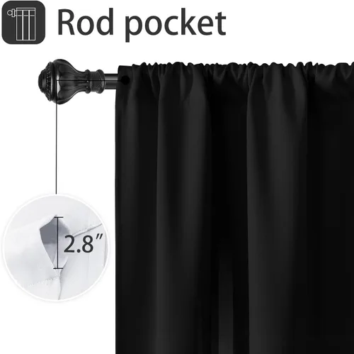 Miniatura 3 de Coxila Cortinas 100% opacas en negro y beige de 42 x 63 pulgadas, cortinas góticas degradadas con aislamiento térmico para dormitorio