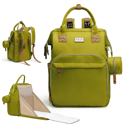Miniatura 14 de Mochila para Pañales, Bolsa de Pañales Multifunción con Estación de Cambio, Elegantes Bolsas para Bebé, Mochila de Pañales Unisex Grande para Mamá