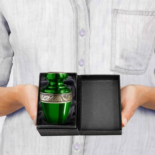 Miniatura 3 de Trupoint Memorials Urnas pequeñas de recuerdo para cenizas humanas, mini urna de cremación decorativa para hombres y mujeres adultos, pequeña Verde