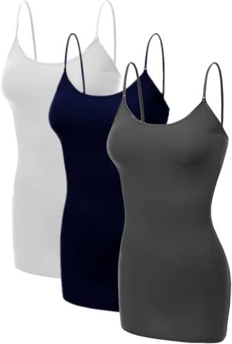Miniatura 326 de Emmalise Camisola larga casual básica para mujer, con tirantes ajustables, top en capas