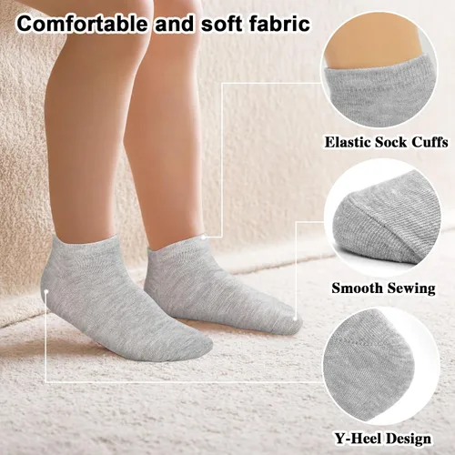 Miniatura 4 de ZERULETS Calcetines para niños, 20 pares de calcetines de tobillo de corte bajo cortos deportivos para niños y niñas, niños de 1 a 13 años