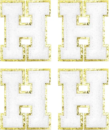 Miniatura 12 de MECCANIXITY 4 parches de letras de felpilla termo-adhesivas con letras del alfabeto blanco, talla M, 3 pulgadas de altura para ropa, zapatos