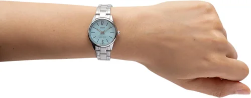Miniatura 4 de Casio #LTP-V005D-2B Reloj analógico de 3 manecillas de acero inoxidable estándar con esfera azul para mujer, Azul, Reloj analógico, movimiento