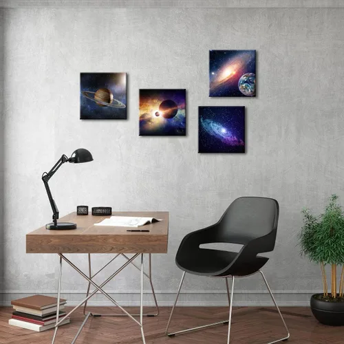 Miniatura 4 de Wieco Art Lienzo Giclée para pared, imágenes espaciales para dormitorio, decoración del hogar, poder mágico universal, moderno, 4 paneles