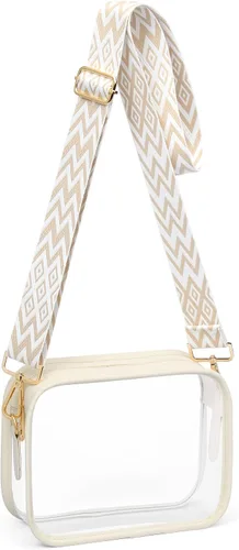 Miniatura 8 de FANGSUN Bolso transparente para mujer, bolso cruzado transparente aprobado para estadios, pequeño bolso transparente para conciertos y festivales