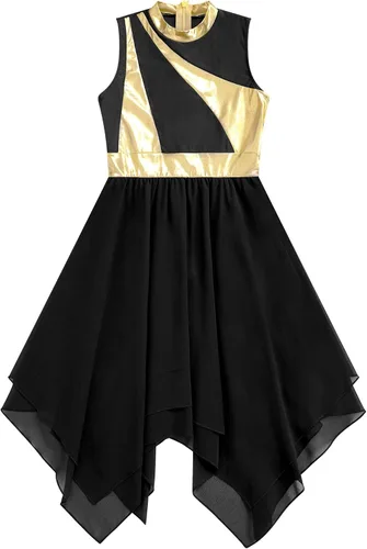Miniatura 116 de CHICTRY Vestido de baile lírico sin mangas asimétrico para niñas, disfraz de adoración litúrgica contemporánea