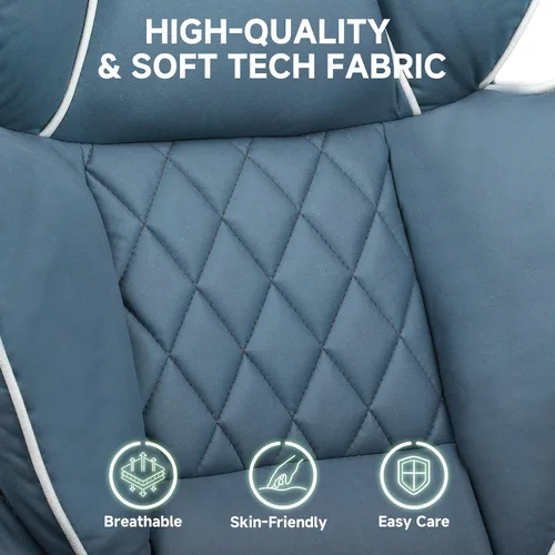 Miniatura 6 de COMHOMA Silla de juegos grande y alta con soporte lumbar de resorte de bolsillo, silla de oficina ergonómica con reposapiés, silla de escritorio Azul
