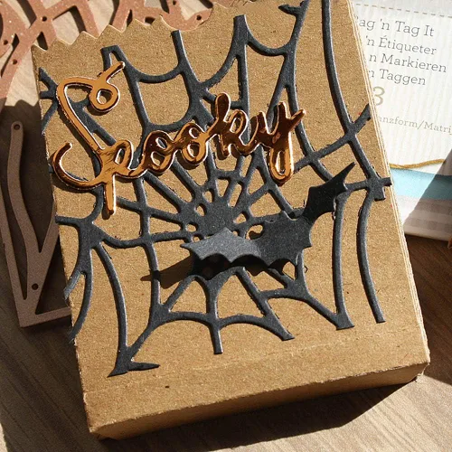 Miniatura 4 de Troqueles de metal para Halloween, espeluznante árbol marchito, troqueles de corte de murciélagos en relieve, plantilla para hacer tarjetas, álbumes
