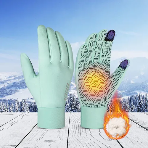 Miniatura 8 de Generic Guantes de invierno de lana para clima frío, impermeables, pantalla táctil, ciclismo, unisex, para adultos, rosa, ambidiestro, sin botones