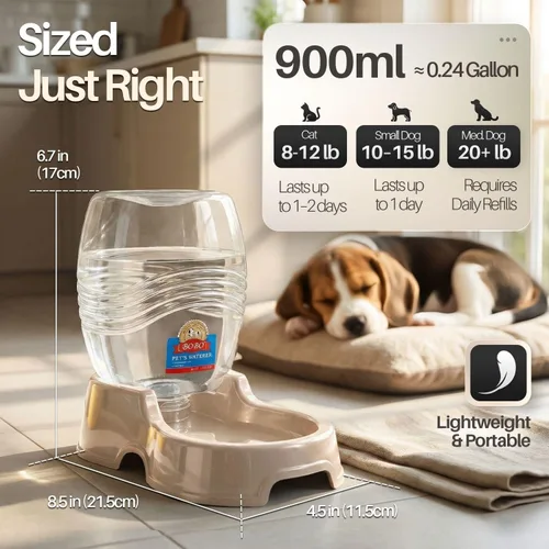 Miniatura 5 de Dispensador automático de agua Flexzion por gravedad para mascotas para gato y perro - Dispensador de agua recargable automático antideslizante