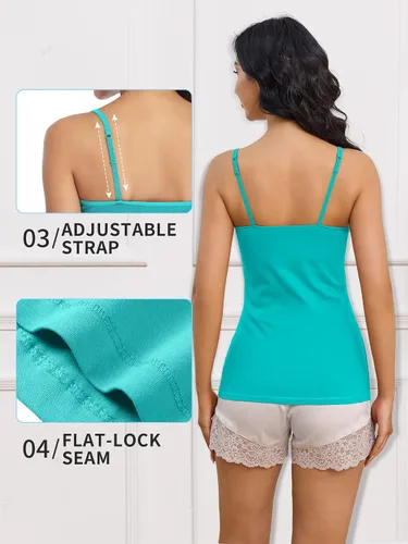 Miniatura 127 de Camisa Attraco de algodón, con tirantes estilo espagueti, con brasier incorporado, 2 paquetes, para mujer