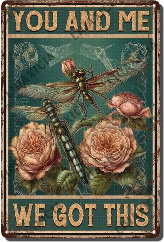 Miniatura 17 de LIUAXICIA Letreros divertidos de metal con texto en inglés «Into The Forest I go to Lose My Mind and Free My Soul Dragonfly», decoración de pared