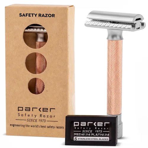 Parker The Variant - Maquinilla de afeitar de seguridad ajustable de doble filo, personaliza tu afeitado con un giro del dial de suave a agresivo, 5