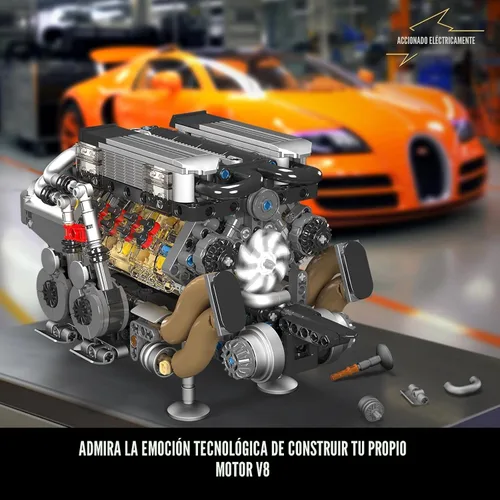 Miniatura 6 de Mould King 10131 W16 Juegos de Bloques de Construcción de Motor, Kit de Modelo de Motor V8 que Funciona, Construye tu Propio Motor Modelo STEM