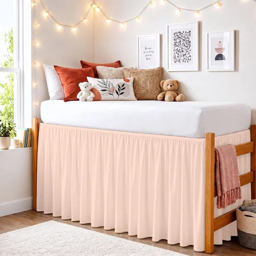 Miniatura 20 de Twin XL 28" Drop Extra Long BedSkirt, Premium Brushed Microfiber Tailored Drop, Put On Elastic Wrap Around Long Dust Ruffle, Split Corner, Bedroom