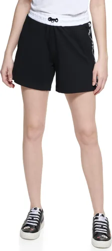 Karl Lagerfeld Paris Pantalones cortos con logotipo para mujer con bolsillo lateral