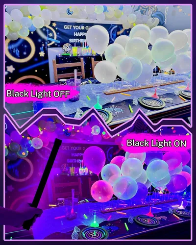 Miniatura 8 de Paquete de 2 barras de luz negras recargables, 5000 mAh de gran capacidad, luces negras alimentadas por batería para fiesta brillante, suministros