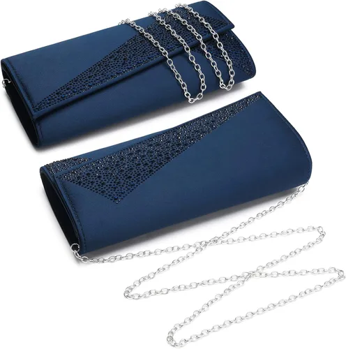 Miniatura 7 de Dasein Bolsos de noche de satén con diamantes de imitación para mujer, bolso de mano brillante con purpurina brillante para fiesta, boda, cóctel