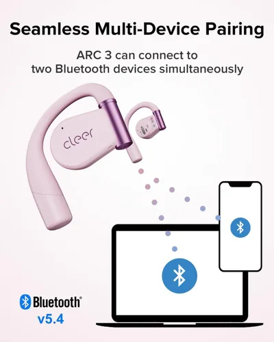 Miniatura 7 de Cleer ARC 3 - Audífonos de oreja abierta – Dolby Audio, Snapdragon Sound auriculares verdaderamente inalámbricos, batería de 50 horas, Bluetooth Rosa