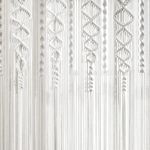 Miniatura 3 de Lush Decor Panel de Cortina de Ventana de Algodón Texturizado Boho Macramé, 40" An x 84" L, Blanco - Divisor de Habitación o Decoración de Boda