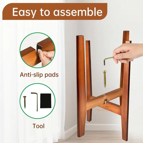 Miniatura 4 de MAVOTER - Soporte para plantas de 24" de altura, soportes de madera para plantas de interior, soporte de esquina para plantas de estilo moderno