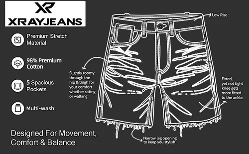 Miniatura 6 de X RAY Pantalones cortos para bebés y niños pequeños, cintura elástica, rasgados, moto, desgastados, pantalones cortos de mezclilla elásticos