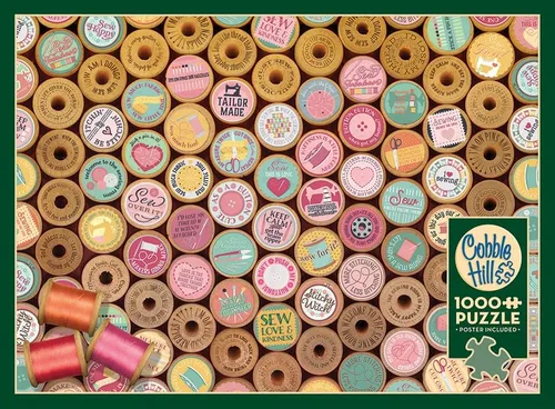 Miniatura 5 de Cobble Hill - Rompecabezas de 1000 piezas - ¡Sew Happy! - Póster de muestra incluido