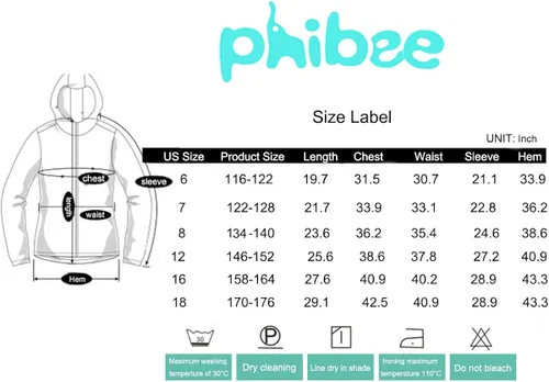 Miniatura 4 de PHIBEE - Chaqueta de esquí para niño grande, impermeable, transpirable.