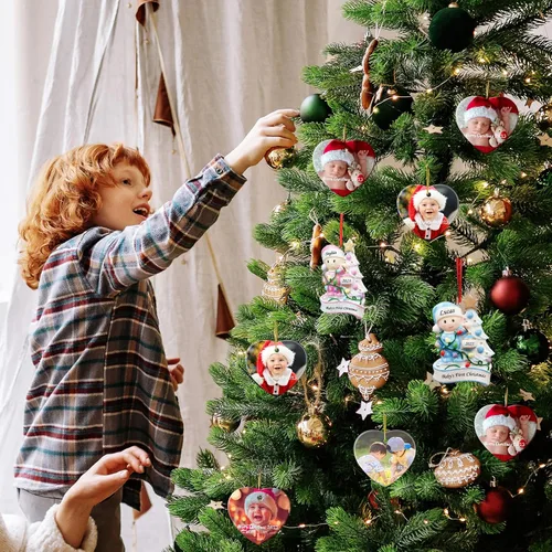 Miniatura 6 de Adornos Personalizados para la Primera Navidad del Bebé 2025 para Niños - Adornos de Bebé Adornos de Navidad Personalizados para Niños, Adornos Azul