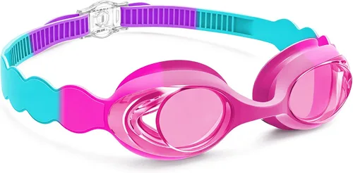 Miniatura 17 de Vvinca Gafas de natación para niños con correa de tela, sin enredos, sin dolor, antivaho para piscina, sin fugas, para niños y niñas