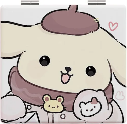 Espejo compacto de viaje Kawaii para mujeres y niñas, bonito espejo cosmético clásico de dibujos animados con aumento 1X/2X espejo de maquillaje