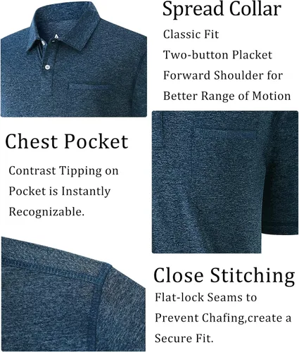 Miniatura 42 de V VALANCH Polo de golf de manga corta para hombre, estilo casual, con cuello que absorbe la humedad