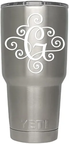 Miniatura 63 de Monogram - Calcomanía troquelada/vinilo adhesivo. Haga clic para opciones de color/letra. Disponible en cuatro colores y todas las letras de la A