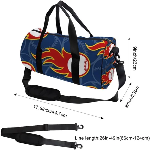 Miniatura 2 de Baseball Ball Blue Foldable Workout Bag For Men Women Oxford Tote Bags Adjustable Shoulder Strap, Convertible Carry Backpack Retro Gym Bag For