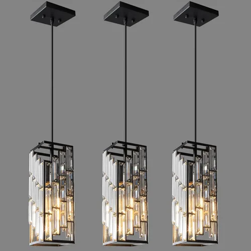Miniatura 25 de Iluminación colgante dorada moderna, mini candelabros de cristal, lámpara colgante ajustable para cocina, isla, comedor, dormitorio (paquete de 1)
