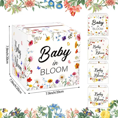 Miniatura 2 de Fowecelt Baby in Bloom - Caja de tarjetas de fiesta, decoración de baby shower, recuerdos de fiesta, decoraciones de baby shower para niña, caja