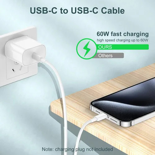 Miniatura 2 de Cable de carga rápida USB C a C de 240 W de largo de 10 pies, cable de carga tipo C a C para Apple iPhone 17 Pro Max/17 Air/16 Pro Max/16 Plus/15