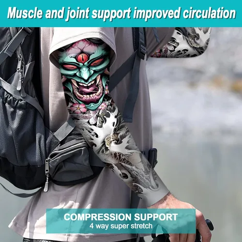 Miniatura 4 de Aresvns Halloween Makeup Tattoo sleeves, Premium Cooling Arm Sleeves for Men and Women UV Sun Protection Arm Sleeves Yu2