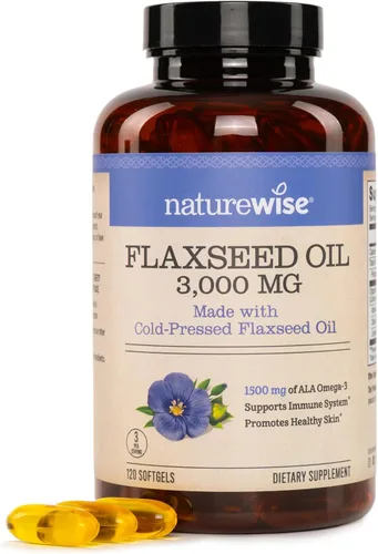 Miniatura 9 de NatureWise Aceite de linaza 3000 mg, Omega 3 sin pescado con 1500 mg de ALA – Suplemento Omega 3 6 9 a base de plantas – Orgánico, prensado en frío