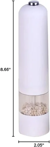 Miniatura 7 de Molinillo eléctrico de pimienta, juego de molinillo de sal y pimienta a batería, molinillo de pimienta y pimienta negra, juego de molinillo Blanco