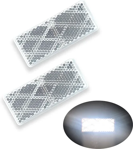 Miniatura 8 de E-Mark DOT 4A CCC 2 piezas de reflector rectangular autoadhesivo adhesivo para remolque, entrada de correo, buzón (ámbar)
