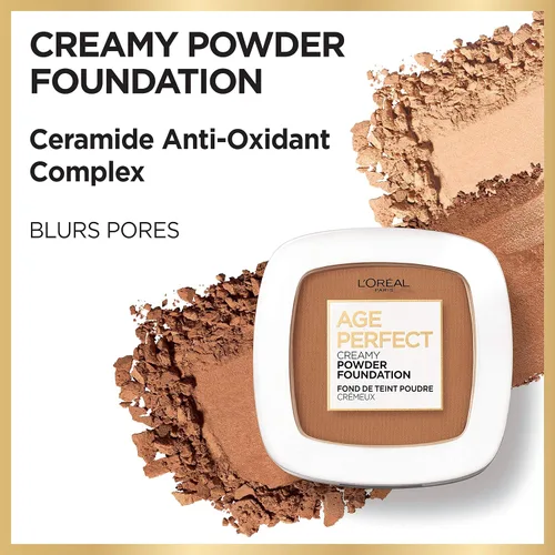 Miniatura 3 de L'Oréal Paris Age Perfect Creamy Powder Foundation Compact, 350 Classic Tan, 0.31 onzas Tan clásiico